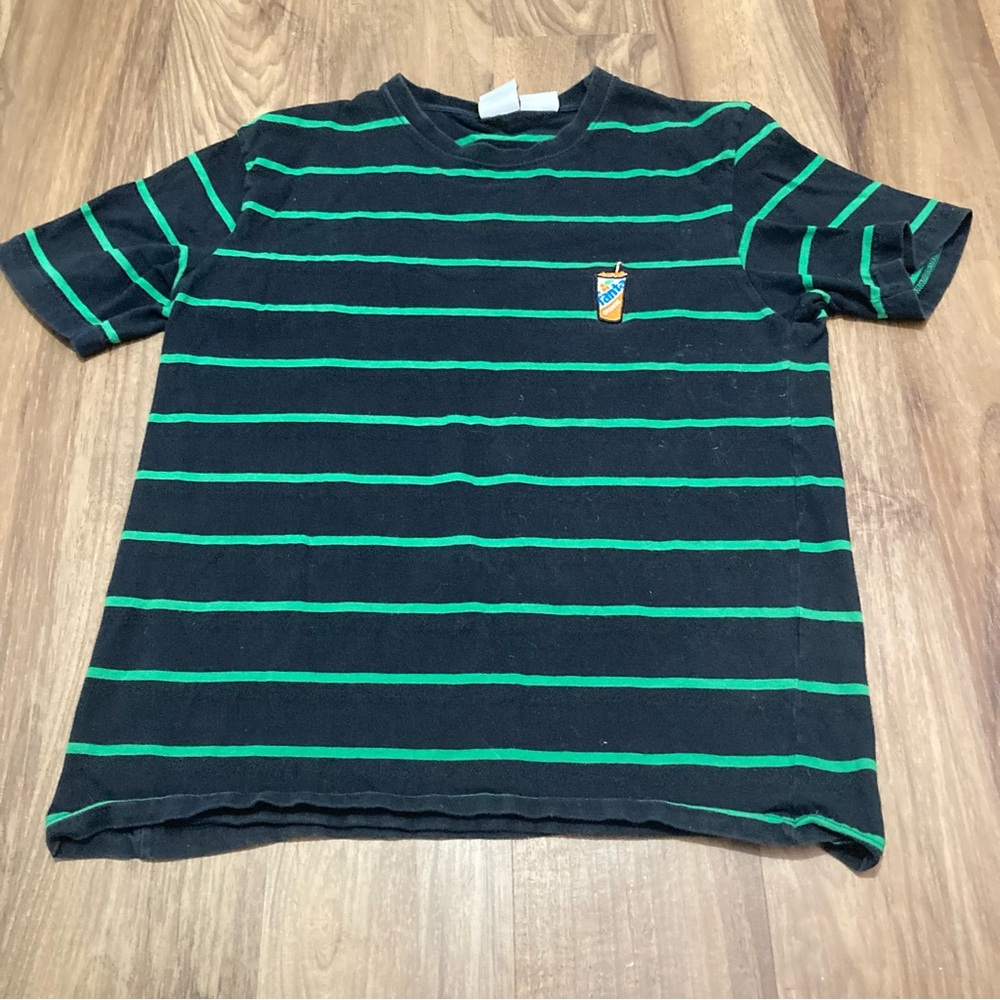 Zara Fanta Collab Green Stripes and Small Shield Patch Skater Streetwear